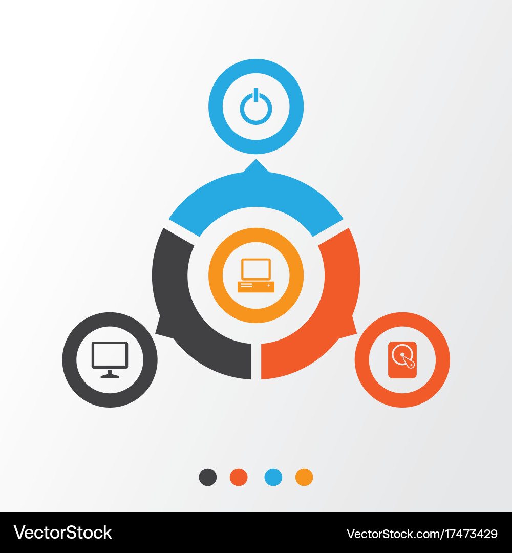 Digital icons set collection of desktop monitor vector image