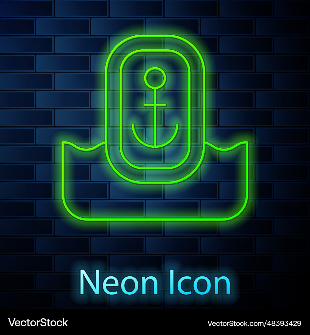 Glowing neon line map pointer with anchor icon Vector Image