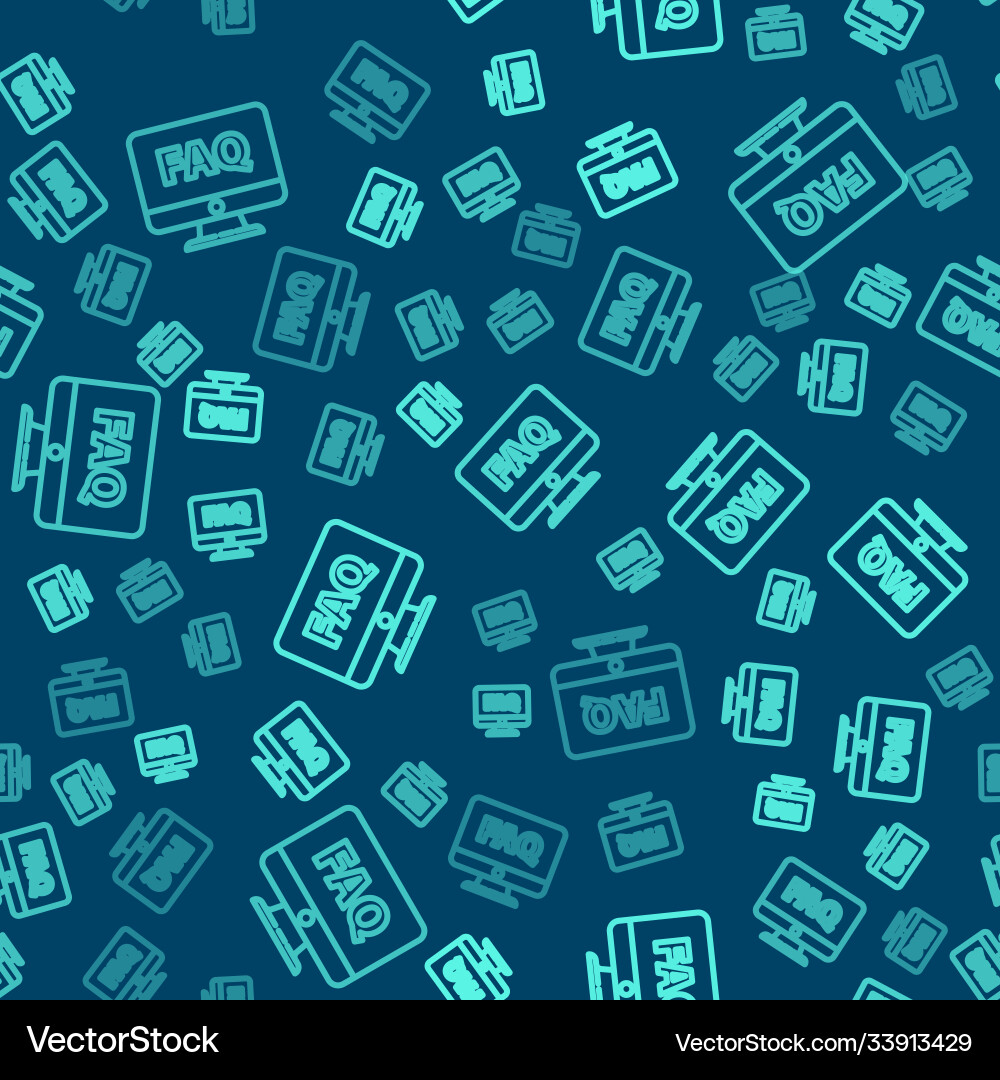 Green line computer monitor and faq icon isolated Green line computer monitor and faq icon isolated vector image