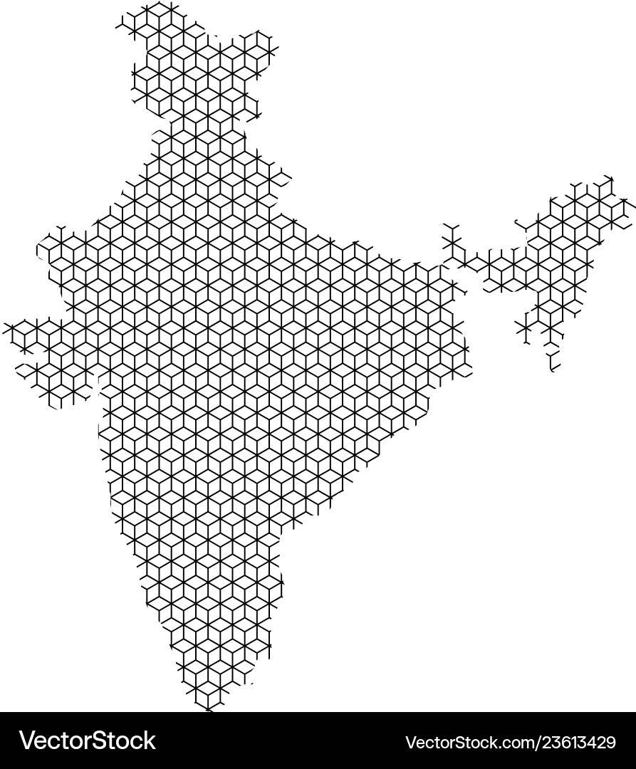 India map abstract schematic from black lines India map abstract schematic from black lines Vector Image