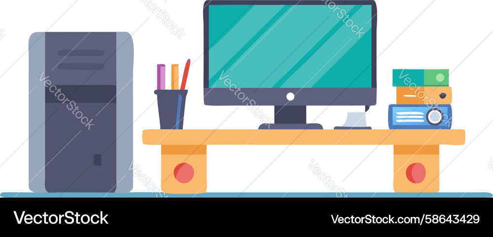 Modern Computer Workspace Vector Image
