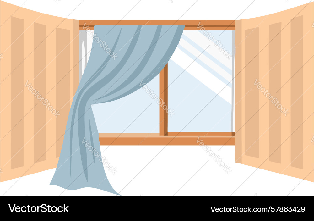Open window with curtains design generative ai Vector Image