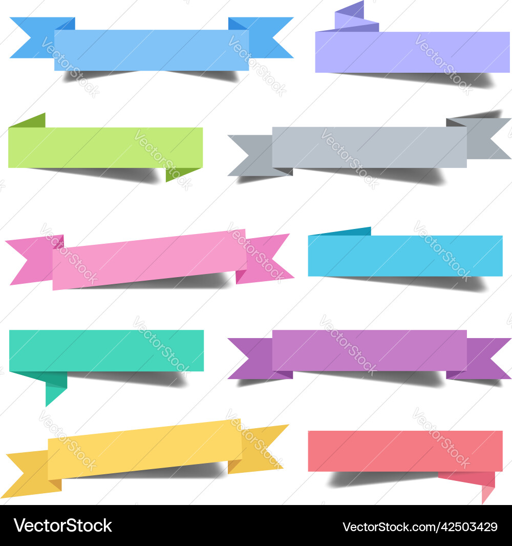 Ribbon set with colorful design element vector image