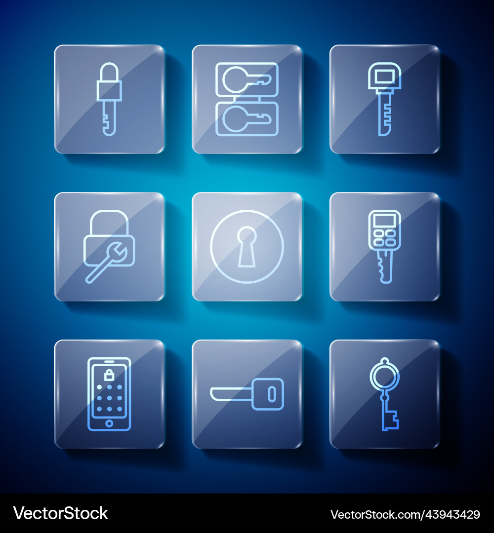 Set line mobile and graphic password key old Vector Image