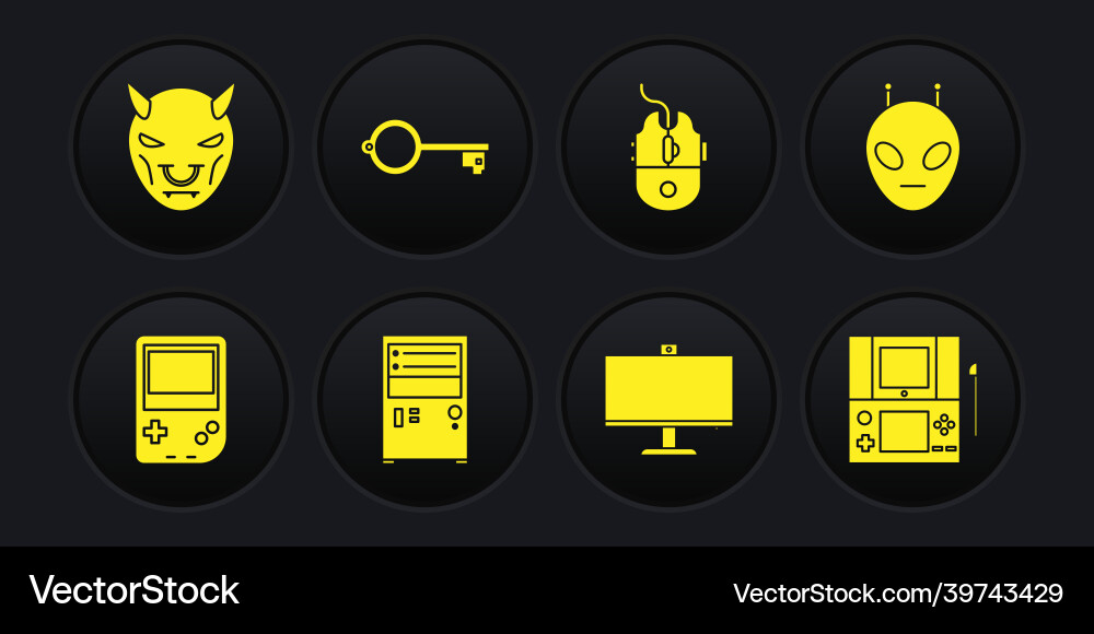 Set portable video game console alien computer vector image