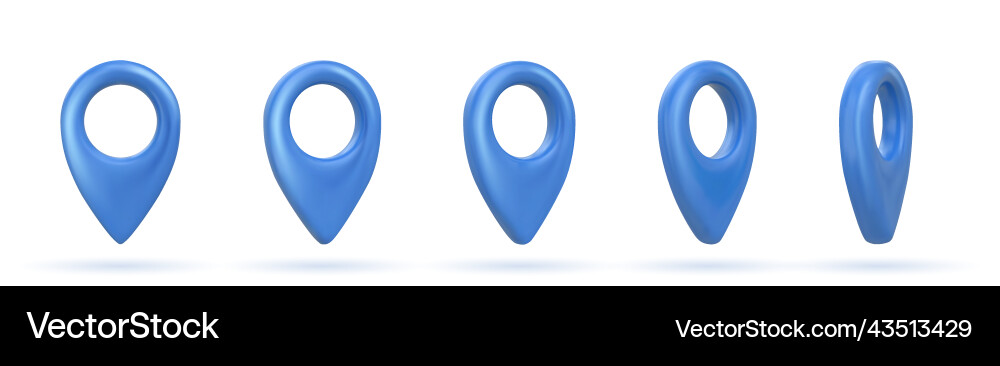 Shiny blue realistic map pointers set in various vector image