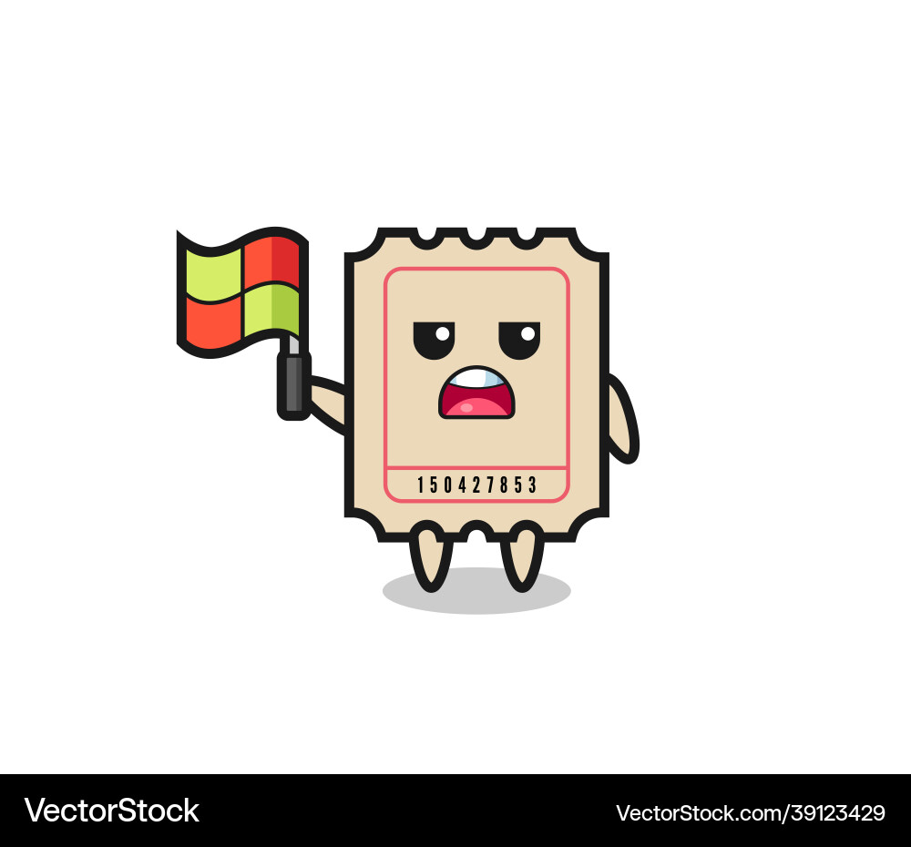 Ticket character as line judge putting the flag up Ticket character as line judge putting the flag up vector image