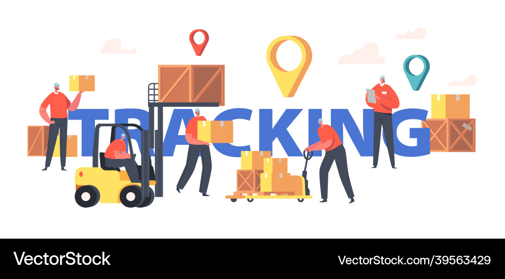 Tracking concept workers loading and delivery Tracking concept workers loading and delivery vector image