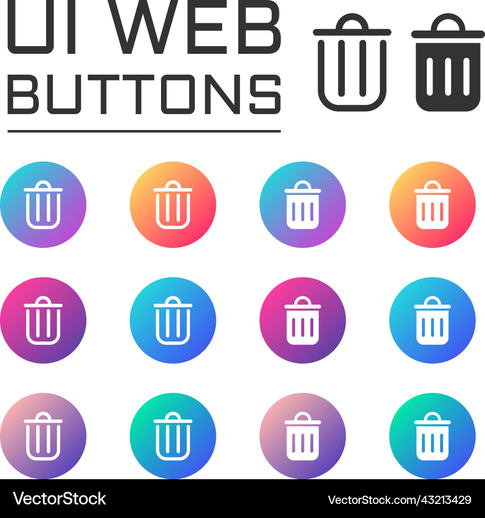 Trash can ui web button icons Trash can ui web button icons vector image