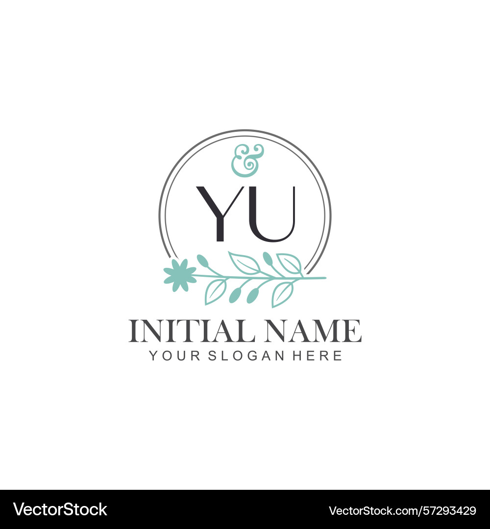 Yu initial logo templates with botanical elements Yu initial logo templates with botanical elements Vector Image