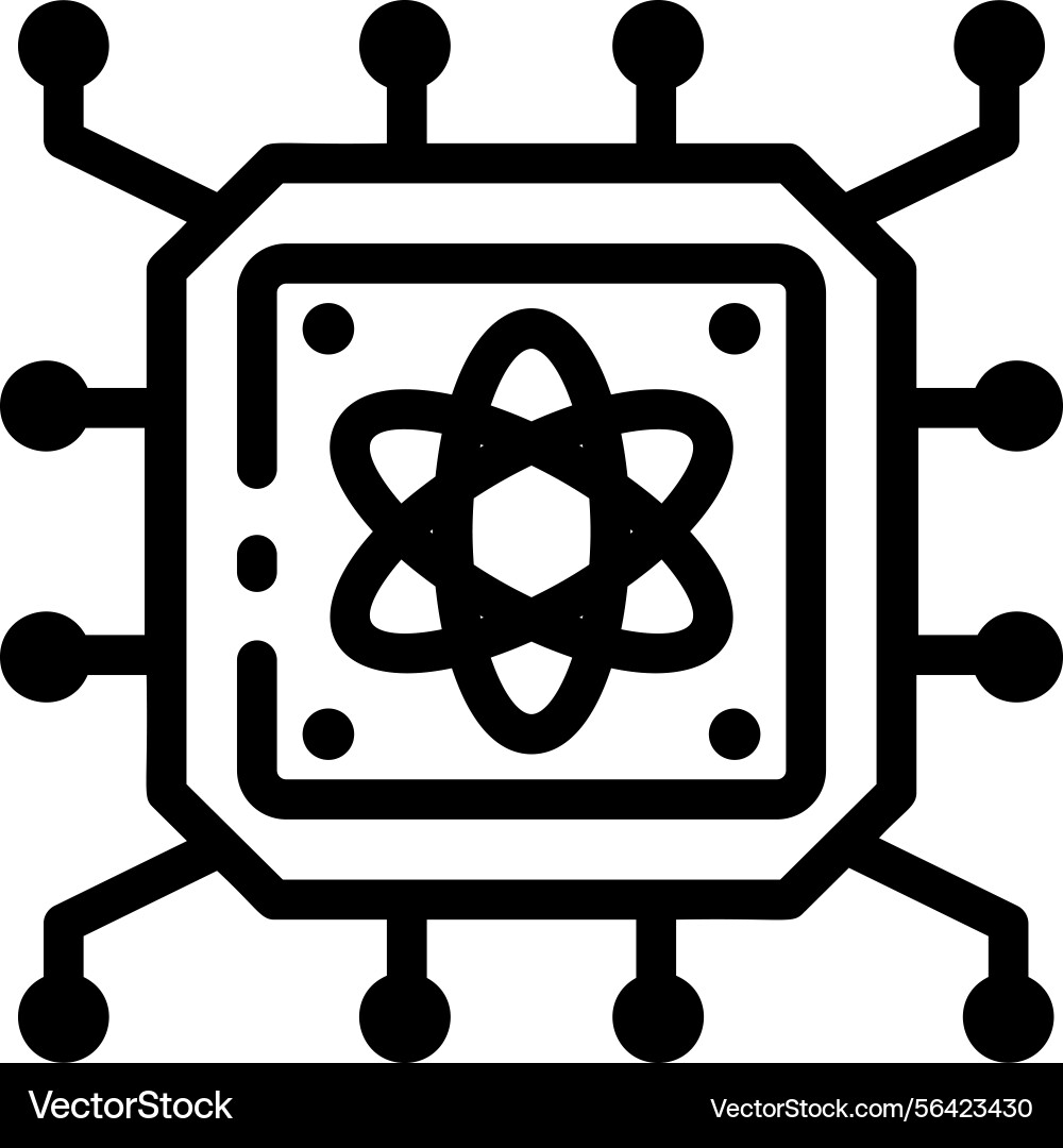A filled style icon showing quantum computing Vector Image