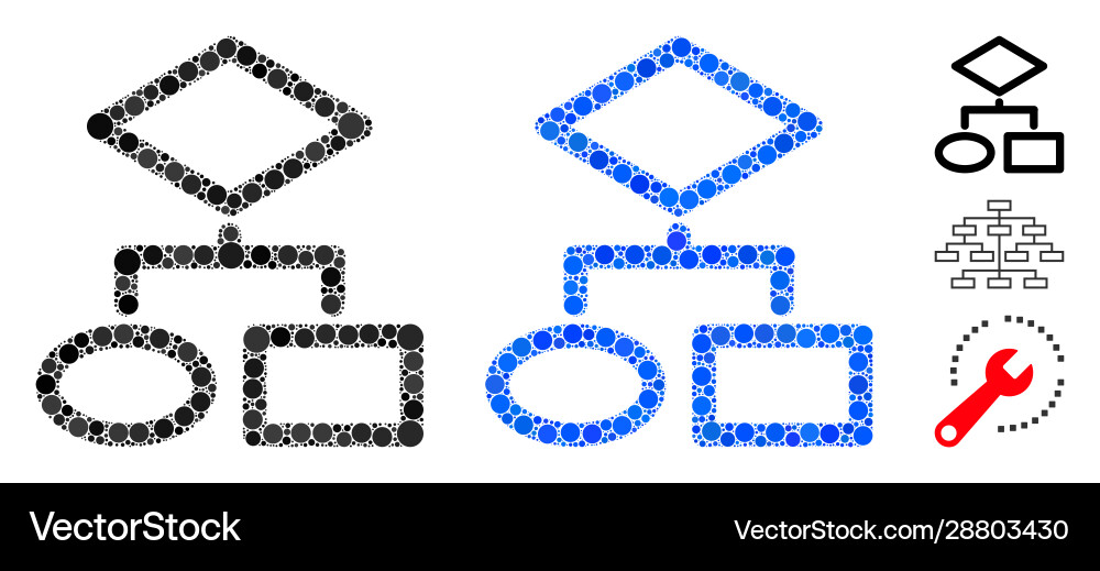 Algorithm mosaic icon round dots Algorithm mosaic icon round dots vector image