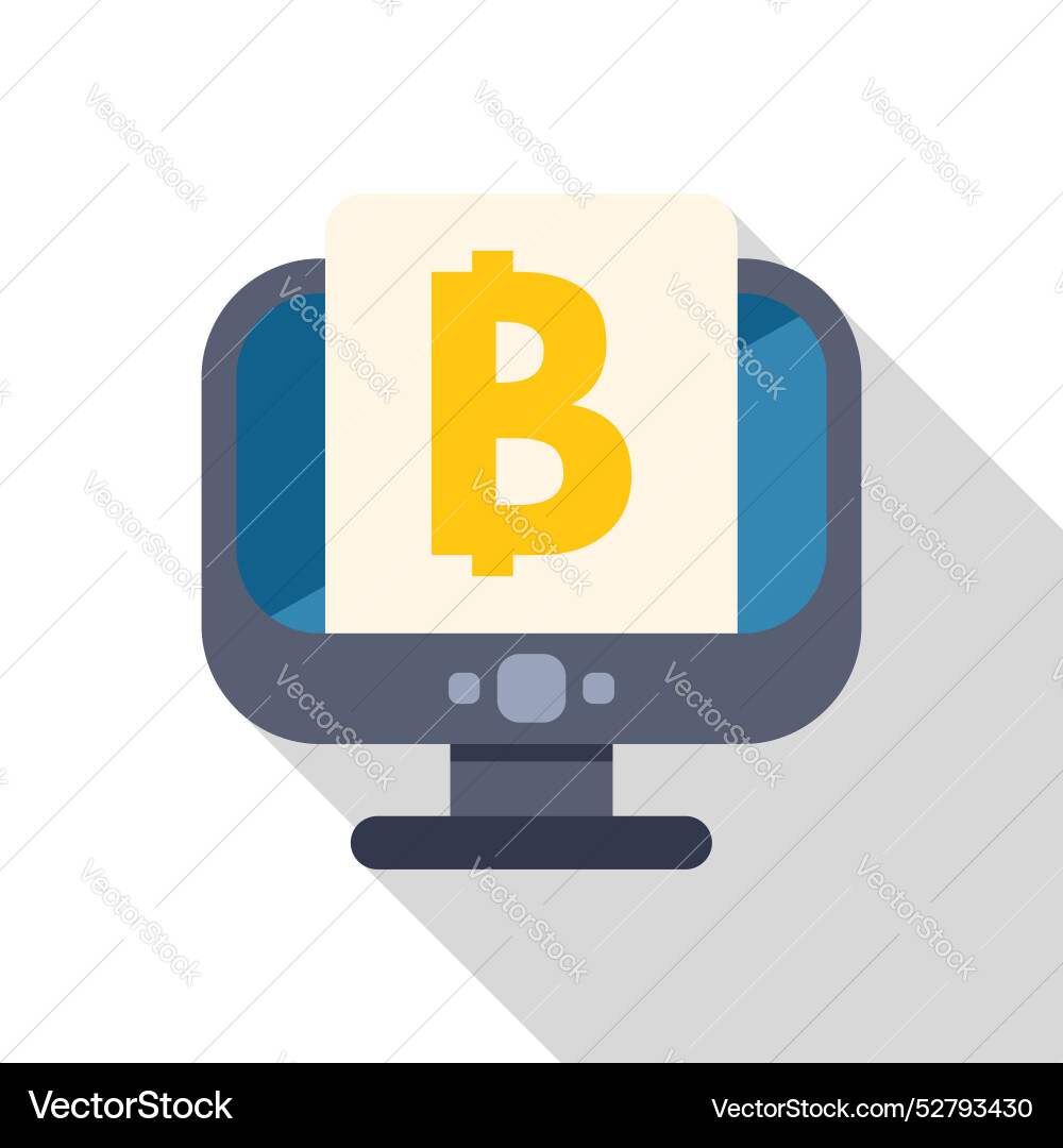 Computer showing bitcoin symbol on screen Computer showing bitcoin symbol on screen vector image