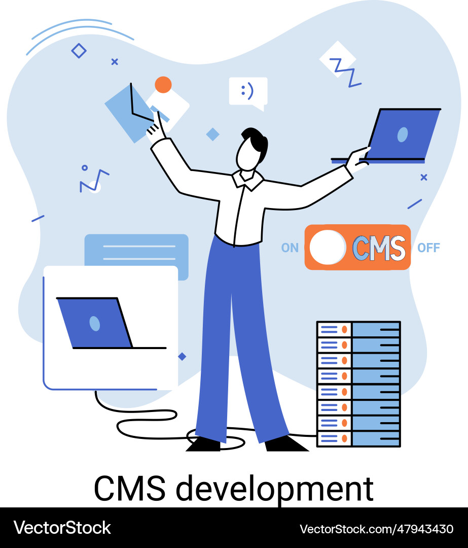 Concept of digital content management system cms Concept of digital content management system cms Vector Image