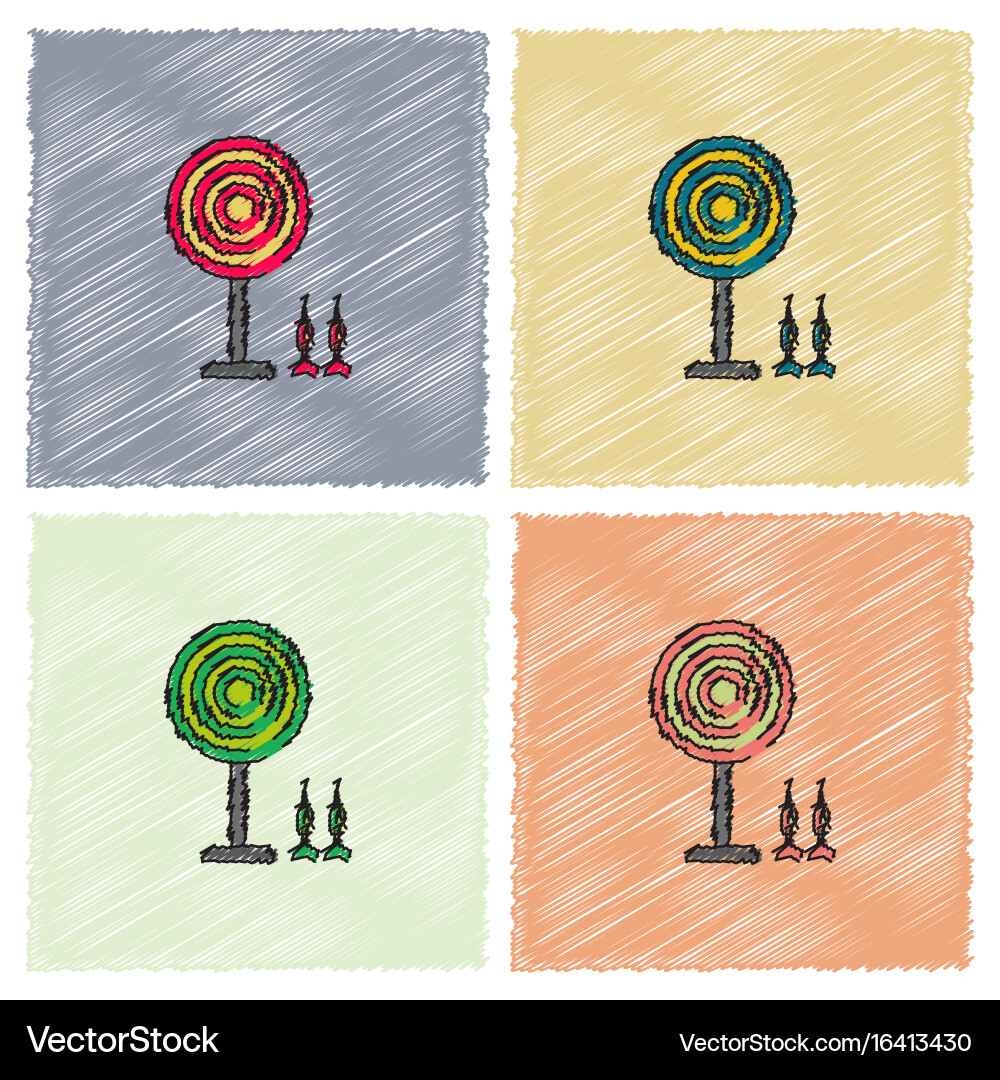 Flat target and darts eps 10 in hatching style Vector Image