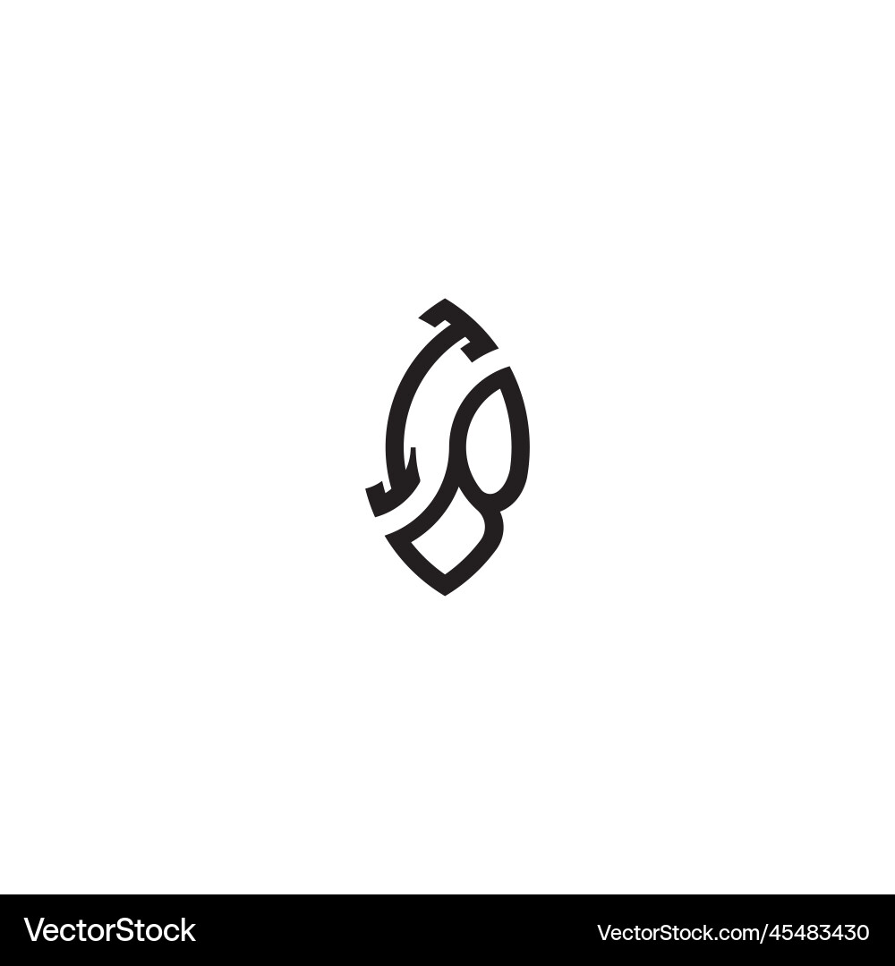Ib leaf shape line initial concept with high Ib leaf shape line initial concept with high Vector Image
