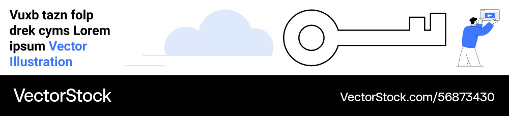 Man interacting with key and cloud concept vector image
