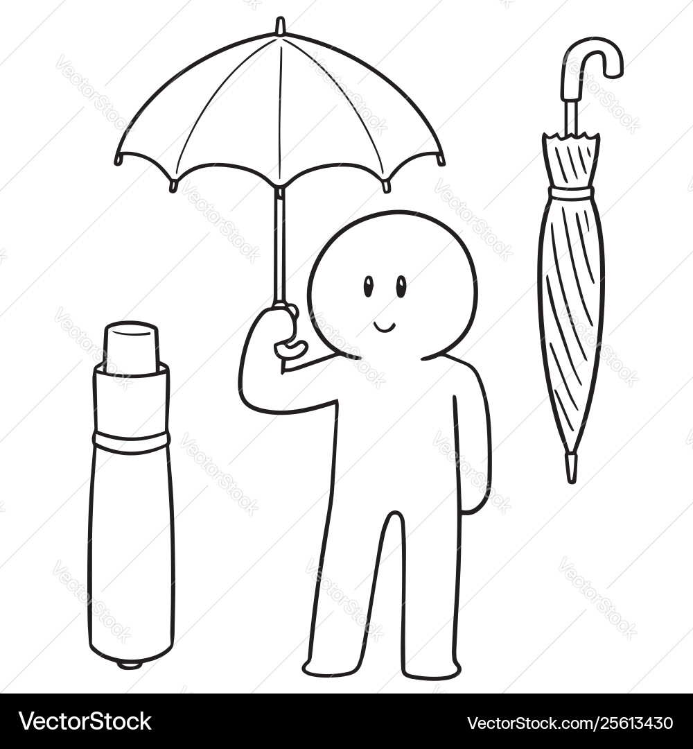 Man using umbrella vector image