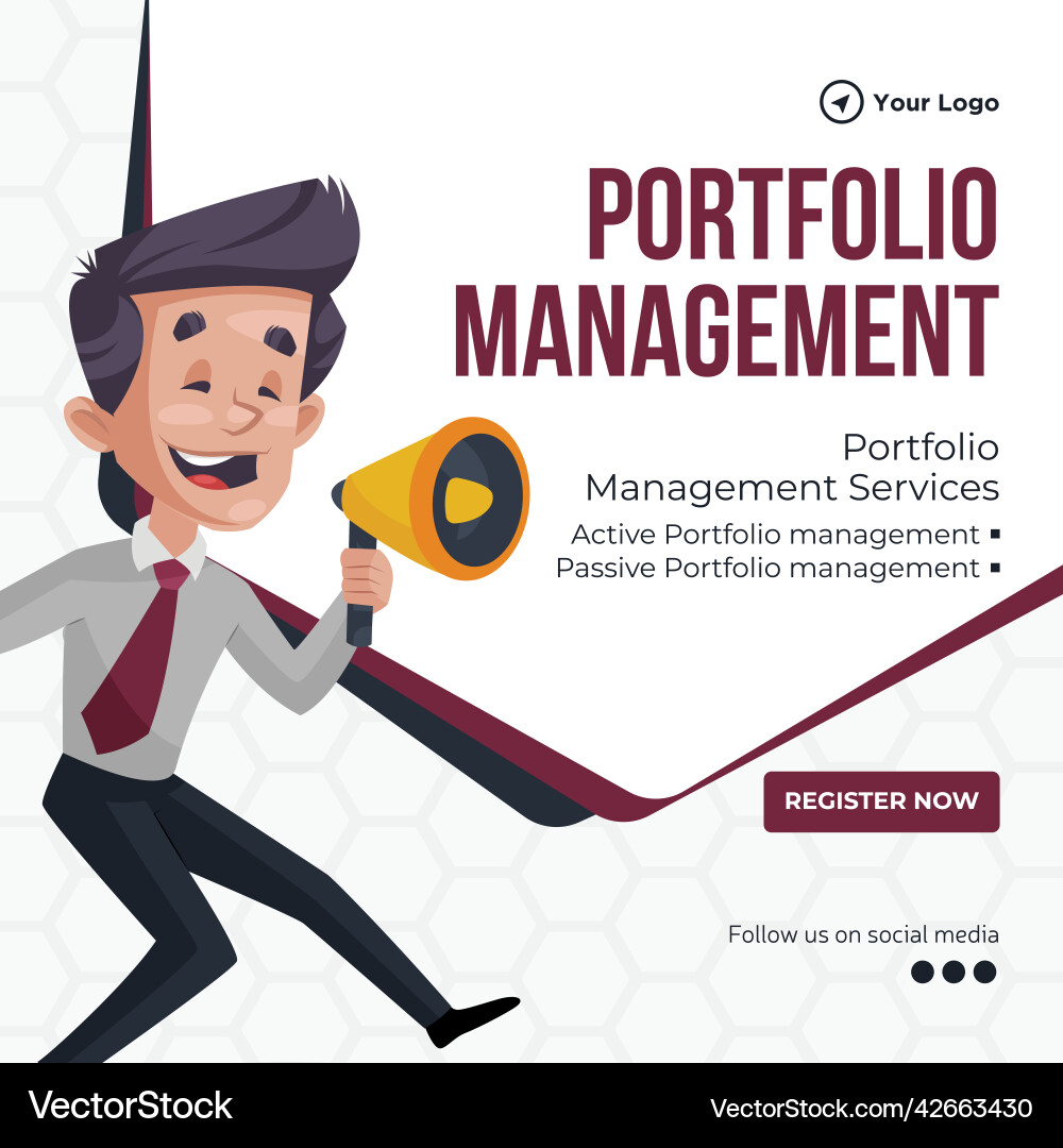 Portfolio management services banner design Portfolio management services banner design Vector Image