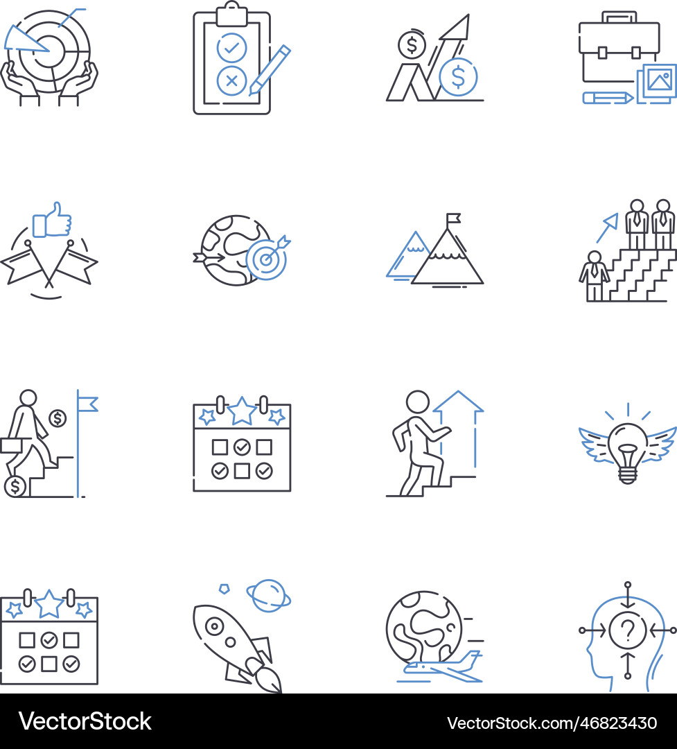 Resource metrics line icons collection efficiency vector image