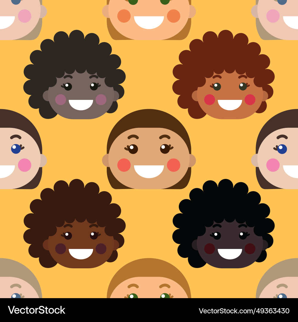 Seamless pattern with smiling children faces Seamless pattern with smiling children faces vector image