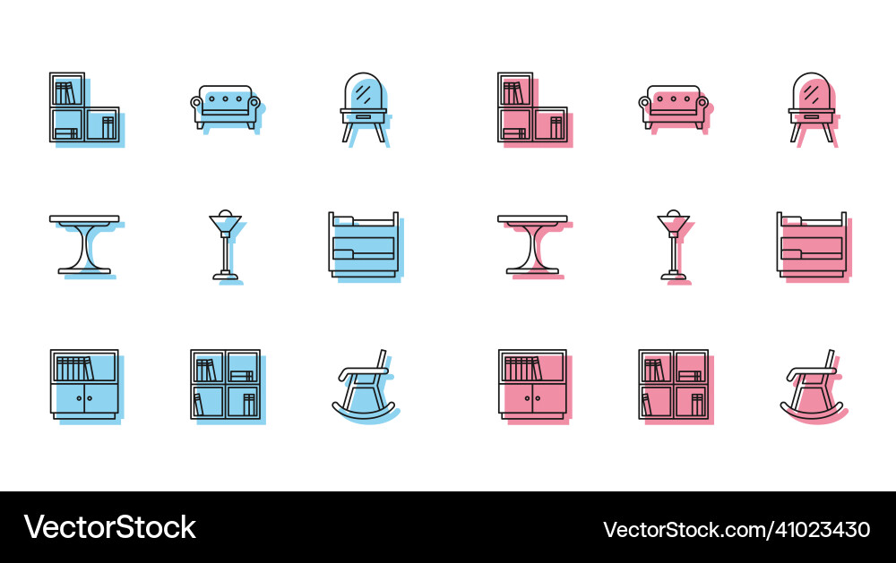 Set line library bookshelf shelf with armchair Set line library bookshelf shelf with armchair vector image