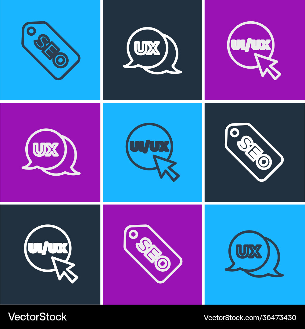 Set line seo optimization ui or ux design Set line seo optimization ui or ux design Vector Image