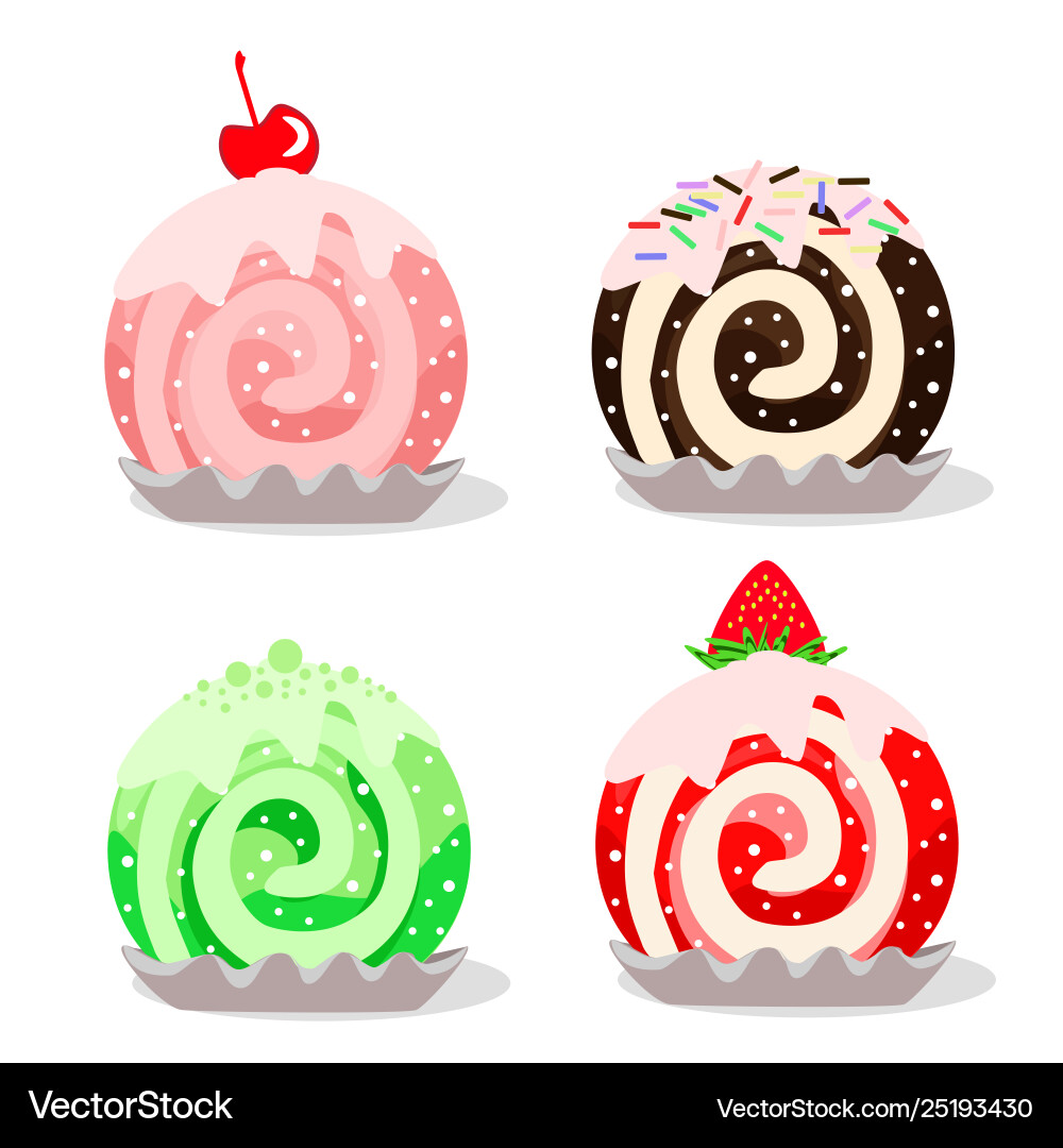 Set slice roll cake image Set slice roll cake image Vector Image