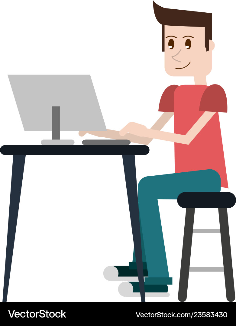 Student with computer Student with computer Vector Image