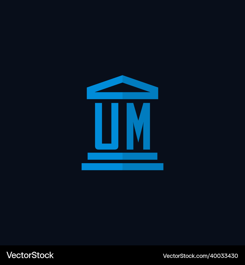 Um initial logo monogram with simple courthouse Vector Image