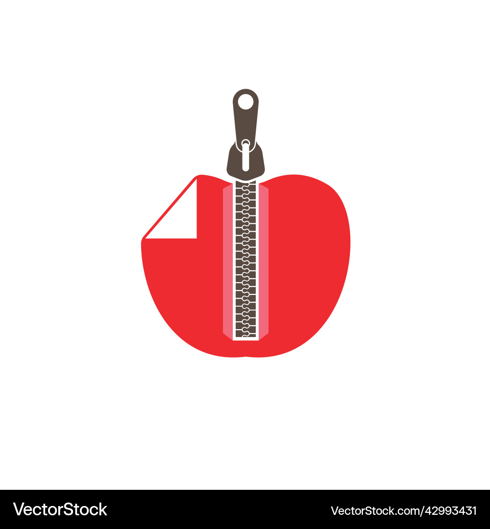 Apple zipper file document icon app concept web Apple zipper file document icon app concept web Vector Image
