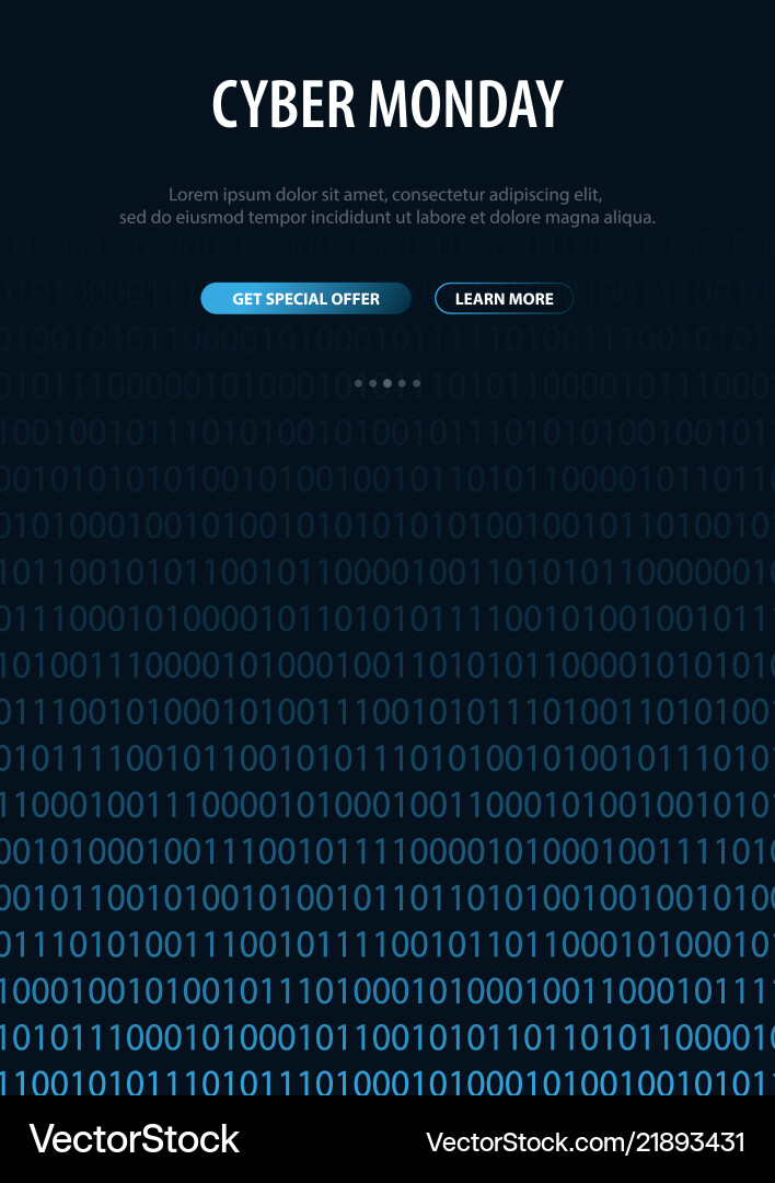 Cyber monday sale banner with binary code Cyber monday sale banner with binary code Vector Image