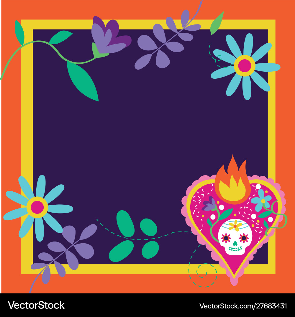 Dia de los muertos card with heart flame Dia de los muertos card with heart flame vector image