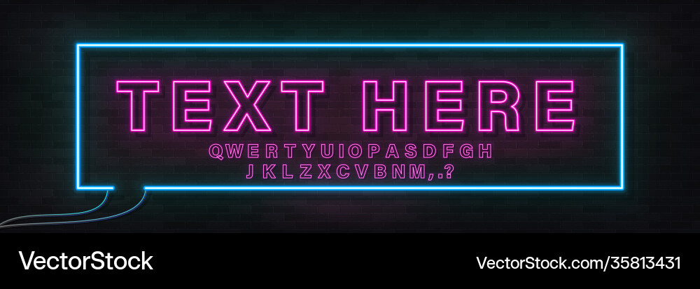 Glowing neon empty speech bubble frame rectangle Glowing neon empty speech bubble frame rectangle Vector Image