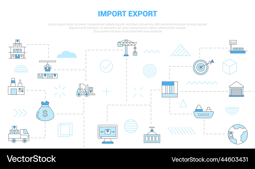 Import and export concept with icon set template Import and export concept with icon set template vector image