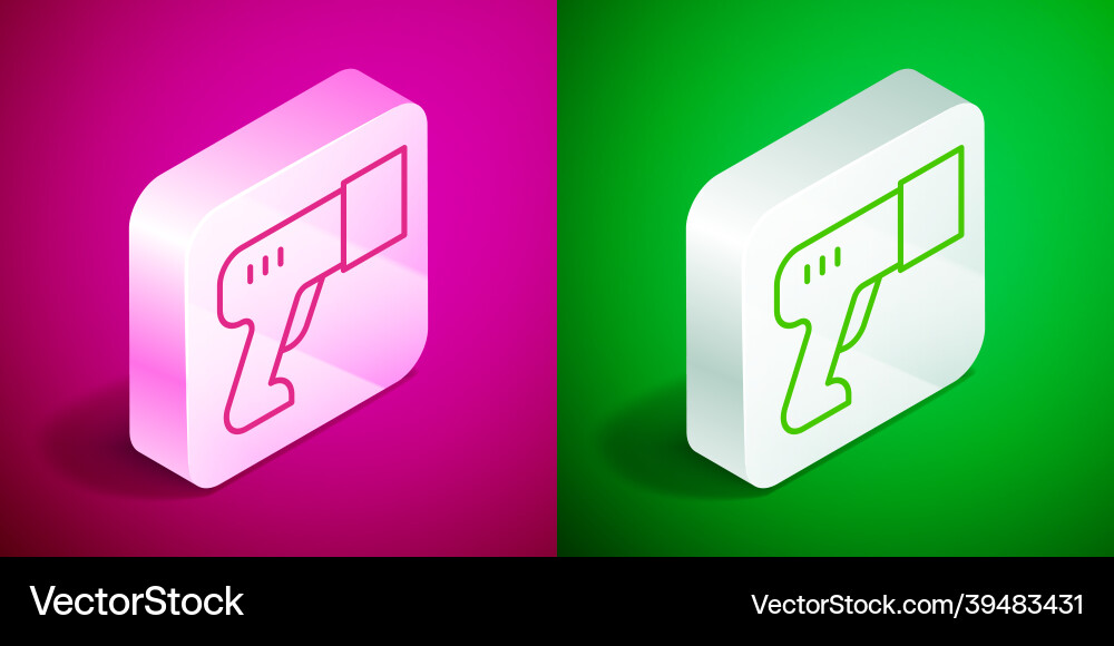 Isometric line scanner scanning bar code icon Isometric line scanner scanning bar code icon vector image