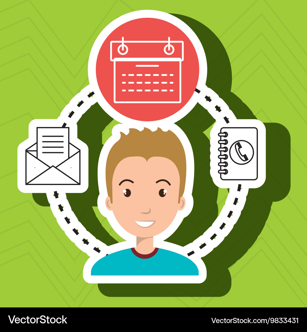 Man with calendar and envelope isolated icon vector image
