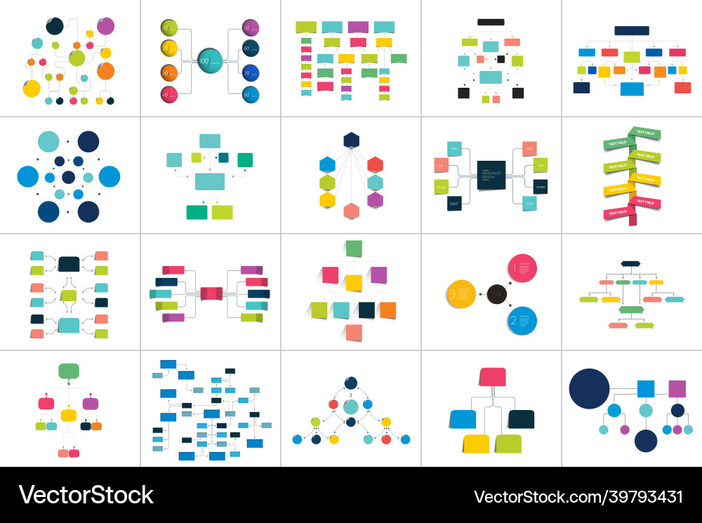 Mega set of various flowcharts schemes diagrams Mega set of various flowcharts schemes diagrams vector image