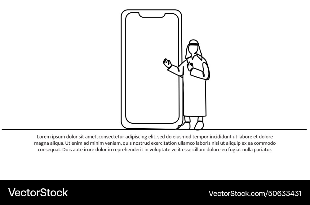 One continuous line of an arab man showing Vector Image