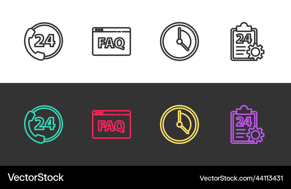 Set line telephone 24 hours support browser faq Set line telephone 24 hours support browser faq vector image