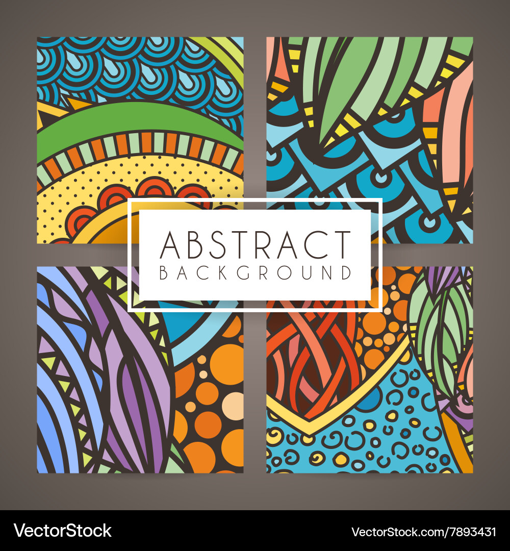 Set of four colorful intricate patterns vector image
