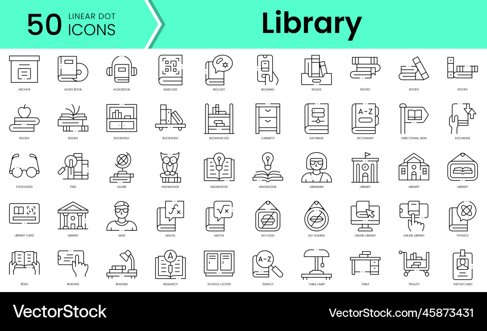 Set of library icons line art style bundle Vector Image