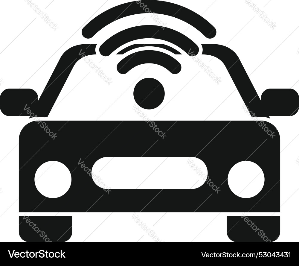 Smart car using wireless network icon showing vector image