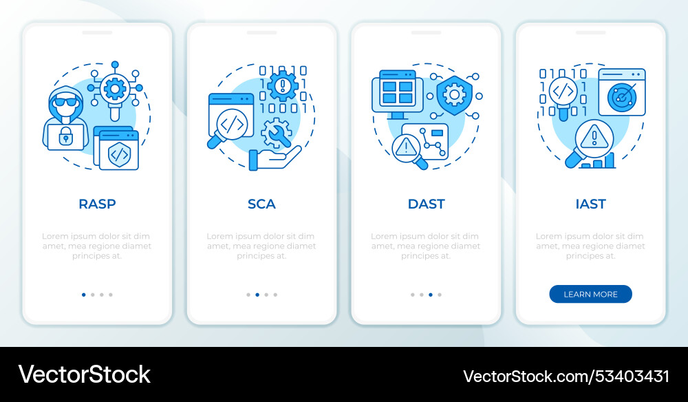 Software security tools blue onboarding mobile Software security tools blue onboarding mobile vector image