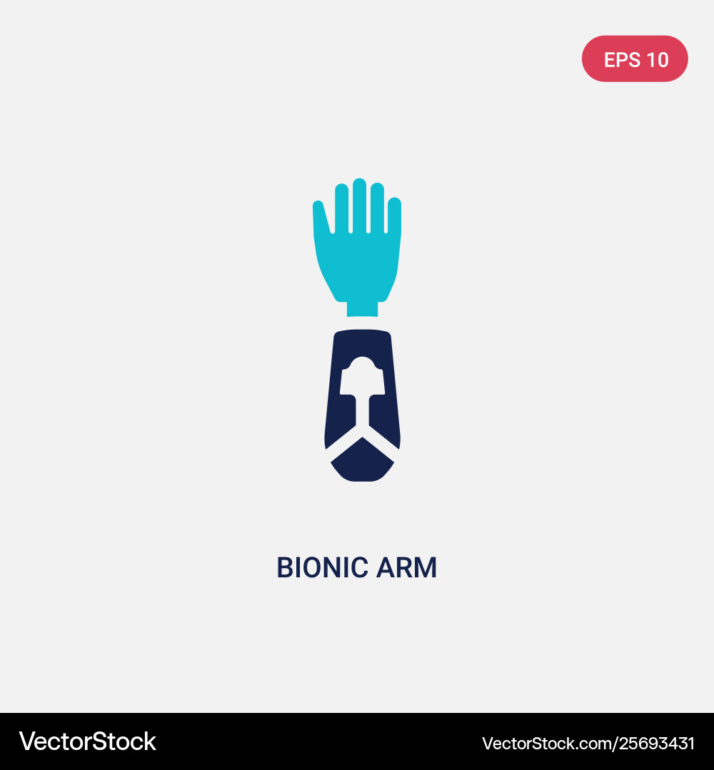 Two color bionic arm icon from artificial Two color bionic arm icon from artificial vector image
