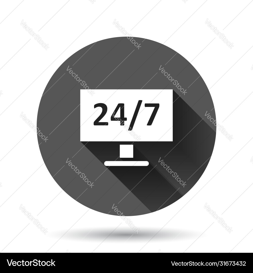 247 computer icon in flat style all day service Vector Image