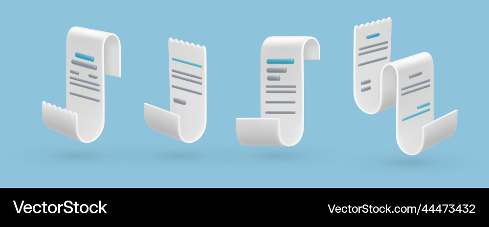 3D Paper Bills and Lists Vector Image