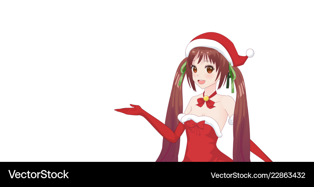 Anime manga girl dressed in santa claus costume Anime manga girl dressed in santa claus costume vector image
