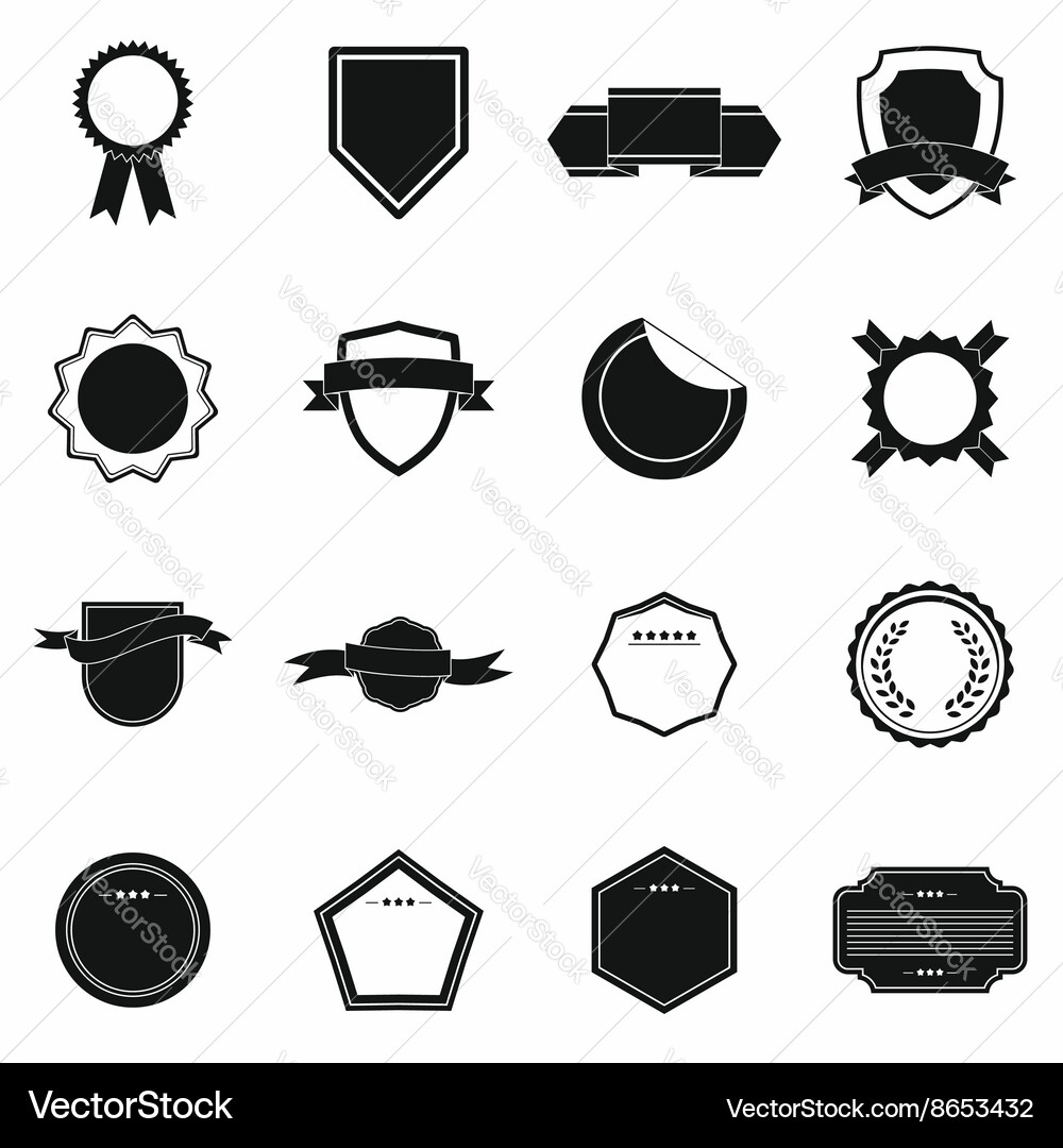 Badges icons set simple style vector image