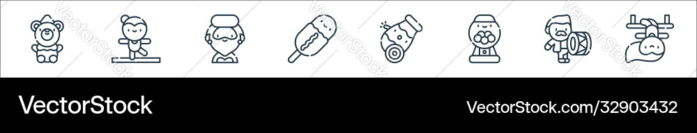 Circus line icons linear set quality Vector Image
